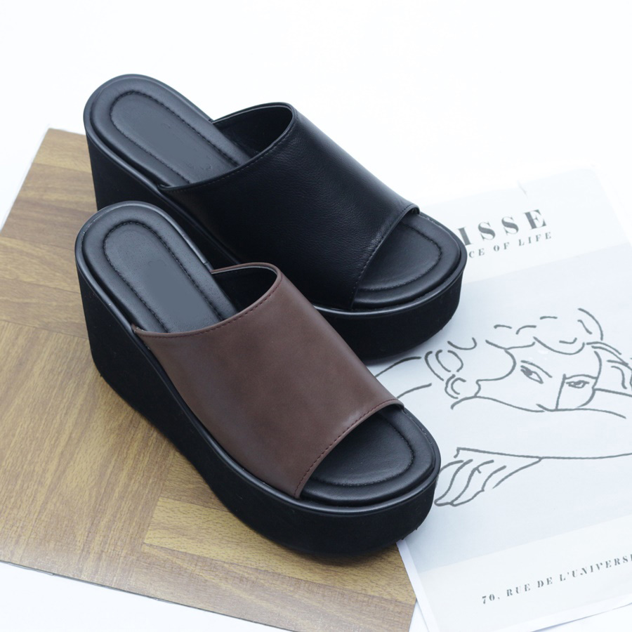  민자 가벼운 가보시 웨지 10cm 통굽슬리퍼