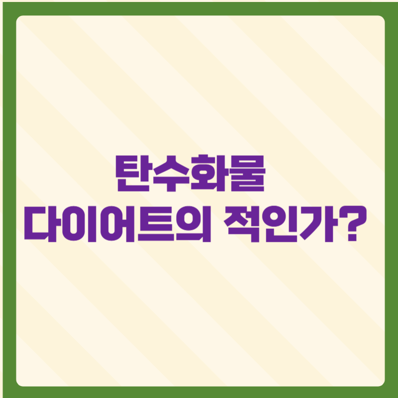 탄수화물이 다이어트의 적?