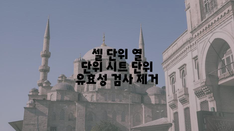 셀 단위 열 단위 시트 단위 유효성 검사 제거