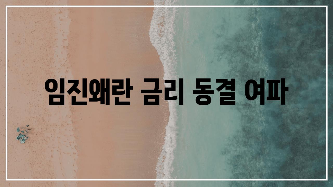 임진왜란 금리 동결 여파