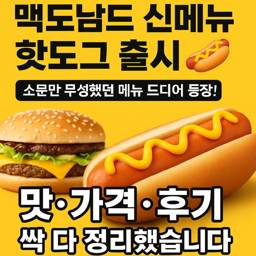 &lt;!-- 맥도날드 핫도그 신메뉴 출시 및 후기 블로그 포스트 - SEO 최적화 / 3000자 이상 --&gt;
&lt;h2&gt;🌭 맥도날드 핫도그 신메뉴 출시! 맛·가격·후기 총정리&lt;/h2&gt;

&lt;p&gt;맥도날드가 드디어! 그간 소문만 무성하던 &lt;strong&gt;핫도그 메뉴&lt;/strong&gt;를 국내에 정식 출시했습니다. 버거의 대명사였던 맥도날드에서 핫도그라니, 처음엔 의아했지만 오히려 그 신선함 덕분에 엄청난 화제를 모으고 있어요.&lt;/p&gt;

&lt;p&gt;과연 &lt;strong&gt;맥도날드 핫도그&lt;/strong&gt;는 어떤 맛일까요? 단순한 사이드 메뉴가 아닌, 메인 메뉴로서의 가치가 있을지 직접 먹어보고 상세하게 리뷰해드립니다. 출시일, 가격, 구성, 그리고 맛 후기까지 한 번에 확인하세요!&lt;/p&gt;

&lt;hr&gt;

&lt;h3&gt;✅ 맥도날드 핫도그, 정식 출시!&lt;/h3&gt;

&lt;ul&gt;
 &lt;li&gt;&lt;strong&gt;메뉴명:&lt;/strong&gt; 맥도날드 클래식 핫도그&lt;/li&gt;
 &lt;li&gt;&lt;strong&gt;출시일:&lt;/strong&gt; 2025년 6월 17일 (전국 동시 출시)&lt;/li&gt;
 &lt;li&gt;&lt;strong&gt;가격:&lt;/strong&gt; 단품 3,400원 / 세트 5,900원 (음료+감자 포함)&lt;/li&gt;
 &lt;li&gt;&lt;strong&gt;구성:&lt;/strong&gt; 소시지+번+머스타드+케첩+피클&lt;/li&gt;
 &lt;li&gt;&lt;strong&gt;출시매장:&lt;/strong&gt; 전국 주요 매장 (일부 특수 매장 제외)&lt;/li&gt;
&lt;/ul&gt;

&lt;p&gt;맥도날드 측은 이번 핫도그 출시를 “클래식한 미국식 핫도그의 재해석”이라며, 부담 없이 즐길 수 있는 대중적인 메뉴로 소개했습니다. 실제 매장에서는 출시 당일부터 &lt;strong&gt;맥도날드 핫도그&lt;/strong&gt;를 찾는 고객들이 많아 조기 품절 사례도 있었습니다.&lt;/p&gt;

&lt;hr&gt;

&lt;h3&gt;✅ 직접 먹어본 후기 – 단짠 조합의 기본기 충실&lt;/h3&gt;

&lt;p&gt;출시 첫날, 점심시간을 피해 오후 3시경 방문했습니다. &lt;strong&gt;맥도날드 핫도그&lt;/strong&gt; 단품과 세트 메뉴 모두 주문이 가능했고, 빠르게 받아볼 수 있었어요. 비주얼은 군더더기 없이 깔끔한 핫도그 스타일. 번은 폭신했고, 소시지는 얇지만 탄력이 있었습니다.&lt;/p&gt;

&lt;blockquote&gt;
“딱 기본에 충실한 맛. 자극적이지 않으면서도 케첩과 머스타드의 조화가 살아있어요. 패스트푸드 핫도그로는 합격점!” 
&lt;/blockquote&gt;

&lt;p&gt;빵은 버터향이 은은하고, 소시지는 짜지 않으면서 풍미가 살아있어 어린이부터 어른까지 누구나 즐길 수 있는 무난한 맛입니다. 다만, 강한 풍미나 이색 토핑을 기대한다면 아쉬울 수도 있어요.&lt;/p&gt;

&lt;hr&gt;

&lt;h3&gt;✅ 구성 비교 – 세트 vs 단품&lt;/h3&gt;

&lt;table border=&quot;1&quot; cellspacing=&quot;0&quot; cellpadding=&quot;6&quot;&gt;
 &lt;thead&gt;
 &lt;tr&gt;
 &lt;th&gt;옵션&lt;/th&gt;
 &lt;th&gt;구성&lt;/th&gt;
 &lt;th&gt;가격&lt;/th&gt;
 &lt;th&gt;추천도&lt;/th&gt;
 &lt;/tr&gt;
 &lt;/thead&gt;
 &lt;tbody&gt;
 &lt;tr&gt;
 &lt;td&gt;단품&lt;/td&gt;
 &lt;td&gt;핫도그 1개&lt;/td&gt;
 &lt;td&gt;3,400원&lt;/td&gt;
 &lt;td&gt;⭐⭐⭐&lt;/td&gt;
 &lt;/tr&gt;
 &lt;tr&gt;
 &lt;td&gt;세트&lt;/td&gt;
 &lt;td&gt;핫도그 + 감자튀김 + 탄산음료&lt;/td&gt;
 &lt;td&gt;5,900원&lt;/td&gt;
 &lt;td&gt;⭐⭐⭐⭐&lt;/td&gt;
 &lt;/tr&gt;
 &lt;/tbody&gt;
&lt;/table&gt;

&lt;p&gt;세트 메뉴는 버거 세트와 같은 구성으로 제공되며, 배를 채우고 싶다면 &lt;strong&gt;맥도날드 핫도그 세트&lt;/strong&gt;를 추천합니다. 단품은 간단한 간식 또는 추가 메뉴로 적당하죠.&lt;/p&gt;

&lt;hr&gt;

&lt;h3&gt;✅ SNS 반응은? “호불호 없는 기본기”&lt;/h3&gt;

&lt;p&gt;인스타그램과 틱톡 등에서 &lt;strong&gt;맥도날드 핫도그 후기&lt;/strong&gt;가 속속 올라오고 있습니다. 일부 반응을 살펴보면 다음과 같아요.&lt;/p&gt;

&lt;ul&gt;
 &lt;li&gt;“예상보다 깔끔한 맛, 맥도날드다운 조리 완성도”&lt;/li&gt;
 &lt;li&gt;“조금 더 다양한 소스 조합도 있었으면 좋겠음”&lt;/li&gt;
 &lt;li&gt;“버거 질릴 때 대체 메뉴로 딱!”&lt;/li&gt;
 &lt;li&gt;“애들 간식용으로 사줬는데 반응 좋았어요”&lt;/li&gt;
&lt;/ul&gt;

&lt;p&gt;전반적으로 &lt;strong&gt;맛이 무난하면서도 먹기 편하다&lt;/strong&gt;는 점이 강점으로 꼽히고 있으며, 일부는 프리미엄 소시지 버전의 추가 출시를 기대하고 있었습니다.&lt;/p&gt;

&lt;hr&gt;

&lt;h3&gt;✅ 핫도그 메뉴 확장 가능성은?&lt;/h3&gt;

&lt;p&gt;맥도날드는 이번 핫도그 출시 반응에 따라 향후 &lt;strong&gt;치즈핫도그, 칠리핫도그&lt;/strong&gt; 등 라인업을 확대할 가능성을 열어두고 있다고 밝혔습니다. 또한 &lt;strong&gt;맥모닝 라인업&lt;/strong&gt;에 핫도그를 접목한 구성도 테스트 중이라는 소문도 있습니다.&lt;/p&gt;

&lt;p&gt;해외에서는 이미 맥도날드 핫도그가 정식 메뉴로 자리잡은 사례도 많기 때문에, 국내에서도 &lt;strong&gt;핫도그 라인업&lt;/strong&gt;이 정착될지 기대됩니다.&lt;/p&gt;

&lt;hr&gt;

&lt;h3&gt;✅ 마무리 – 기대 이상, 실망 없는 신메뉴&lt;/h3&gt;

&lt;p&gt;이번 &lt;strong&gt;맥도날드 핫도그&lt;/strong&gt;는 화려하진 않지만, 부담 없이 먹기 좋은 데일리 메뉴로 손색없었습니다. 특히 버거가 물리거나, 간단한 한 끼가 필요할 때 훌륭한 선택지가 될 수 있어요.&lt;/p&gt;

&lt;p&gt;가벼운 간식부터 식사 대용까지 가능한 &lt;strong&gt;핫도그 신메뉴&lt;/strong&gt;, 여러분도 가까운 맥도날드에서 한 번 드셔보세요. 후회 없을 기본기 충실한 맛입니다!&lt;/p&gt;

&lt;hr&gt;

&lt;h3&gt;📌 추천 태그 (티스토리용)&lt;/h3&gt;
&lt;p&gt;#맥도날드핫도그 #맥도날드신메뉴 #핫도그후기 #맥도날드리뷰 #맥도날드이벤트 #신메뉴추천 #2025맥도날드 #햄버거대신핫도그 #맥도날드신제품 #맥도날드핫도그출시&lt;/p&gt;