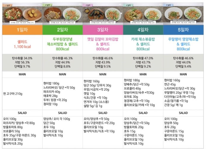 간헐적 단식 식단표