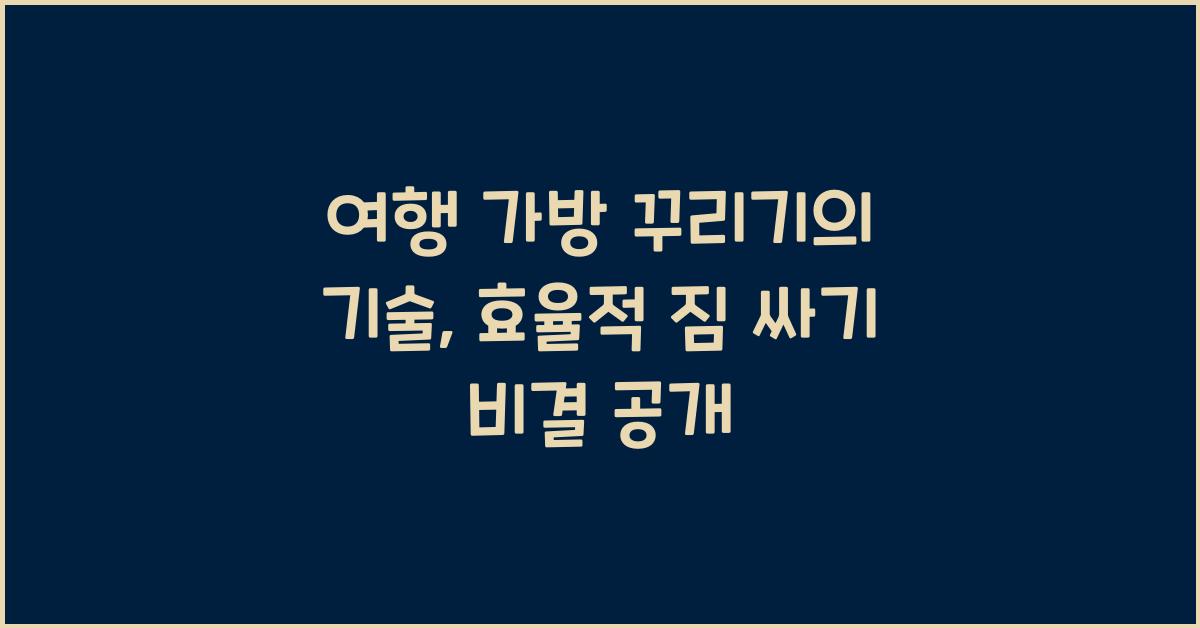 여행 가방 꾸리기의 기술: 효율적으로 짐 싸는 법