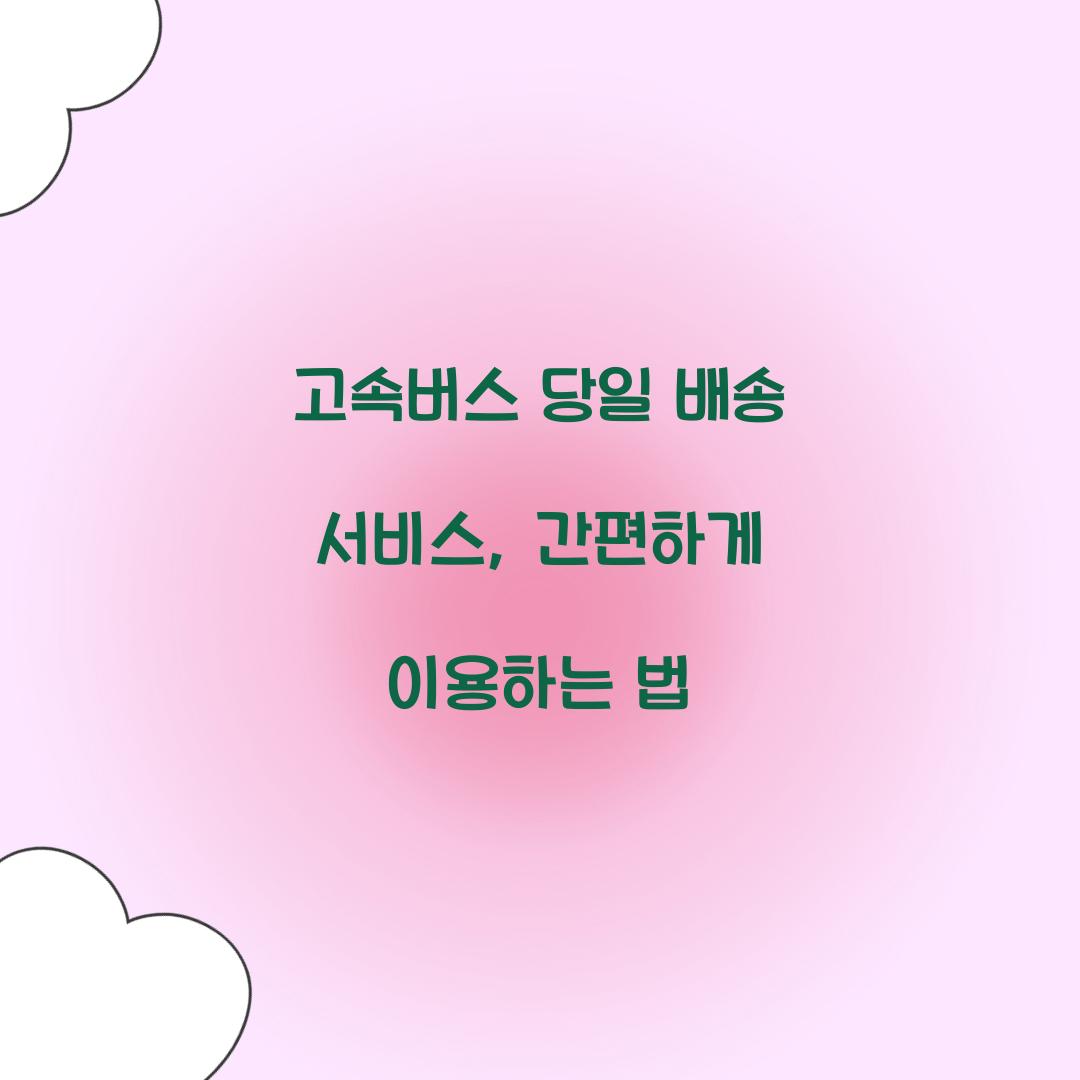 고속버스 당일 배송 서비스