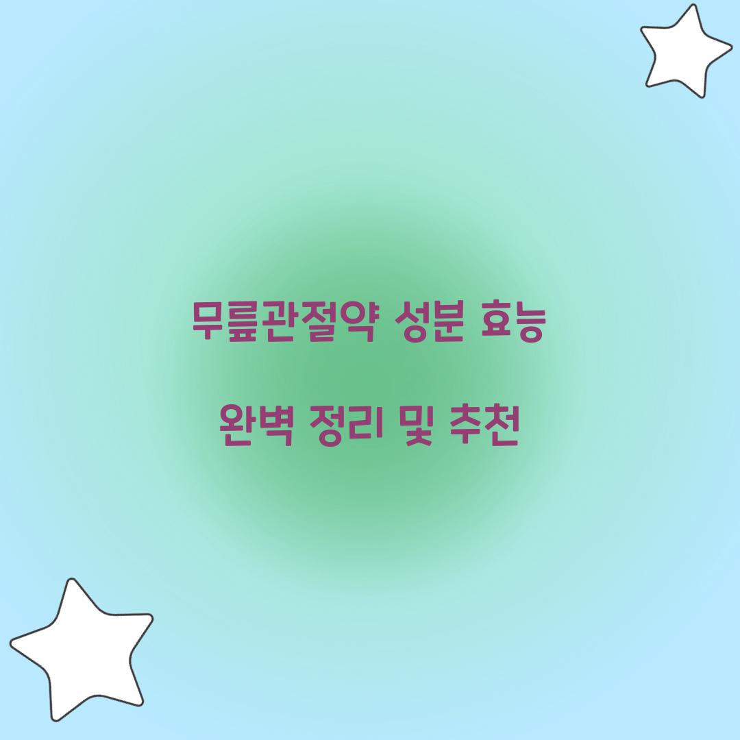 무릎관절약 성분 효능