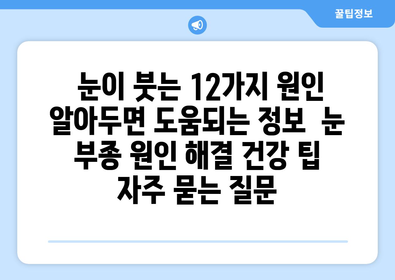 눈이 붓는 12가지 원인 알아두면 도움되는 정보 눈 부종 원인 해결 건강 팁 자주 묻는 질문