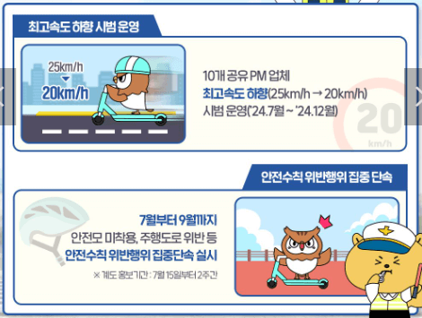 전동킥보드 속도 하향