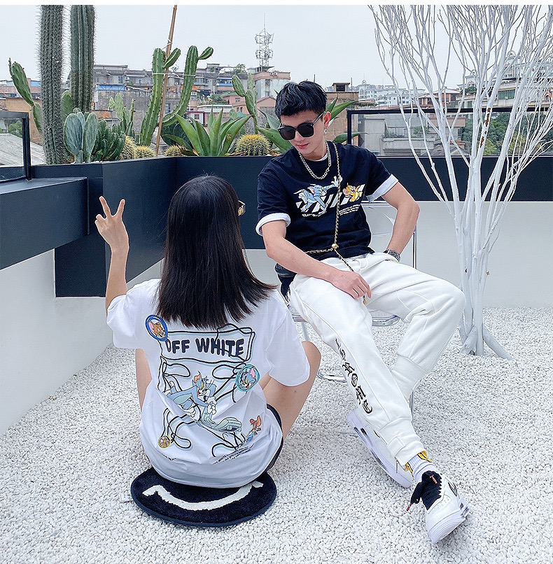  [OFF WHITE] 오프화이트 톰 & 제리 로고 반팔 티셔츠 (2 COLOR)
