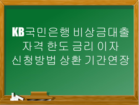  KB국민은행 비상금대출 자격 한도 금리 이자 신청방법 상환 기간연장 알려드릴게요
