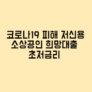  코로나19 피해 저신용소상공인 및 희망대출 초저금리