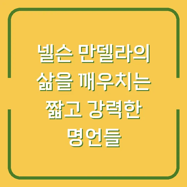 넬슨 만델라의 삶을 깨우치는 짧고 강력한 명언들