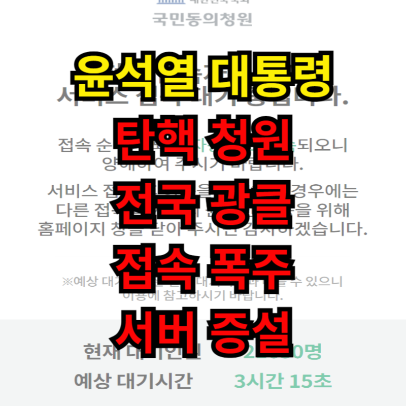 윤석열 대통령 탄핵 광클, 접속 폭주 대기 2시간, 서버 증설까지