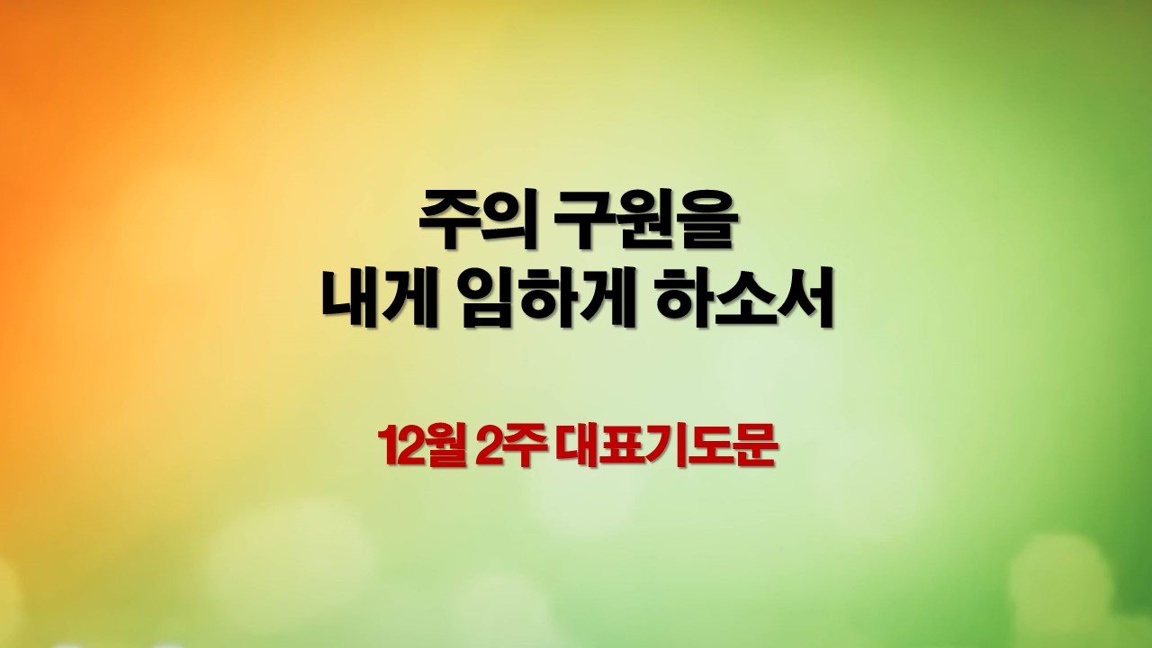 12월 2주 대표기도문