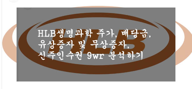  HLB생명과학 주가, 배당금, 유상증자 및 무상증자, 신주인수권 9wr 분석하기