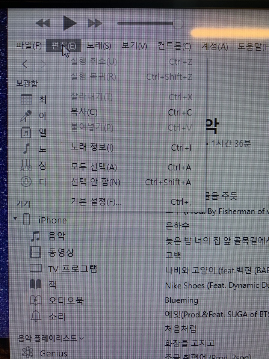 아이폰 MP3 넣을 아이폰 아이튠즈로 노래하는 앨범 9