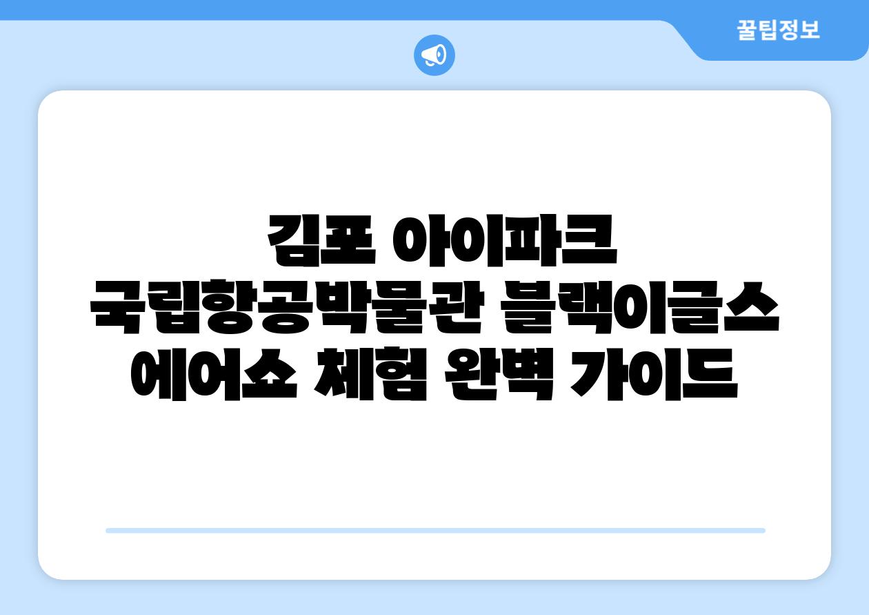  김포 아이파크  국립항공박물관 블랙이글스 에어쇼 체험 완벽 설명서