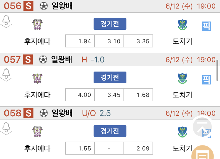 [진짜총판] 6월12일 후지에다 VS 도치기 축구분석