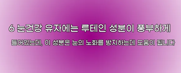  6 눈건강 유자에는 루테인 성분이 풍부하게 들어있는데, 이 성분은 눈의 노화를 방지하는데 도움이 됩니다