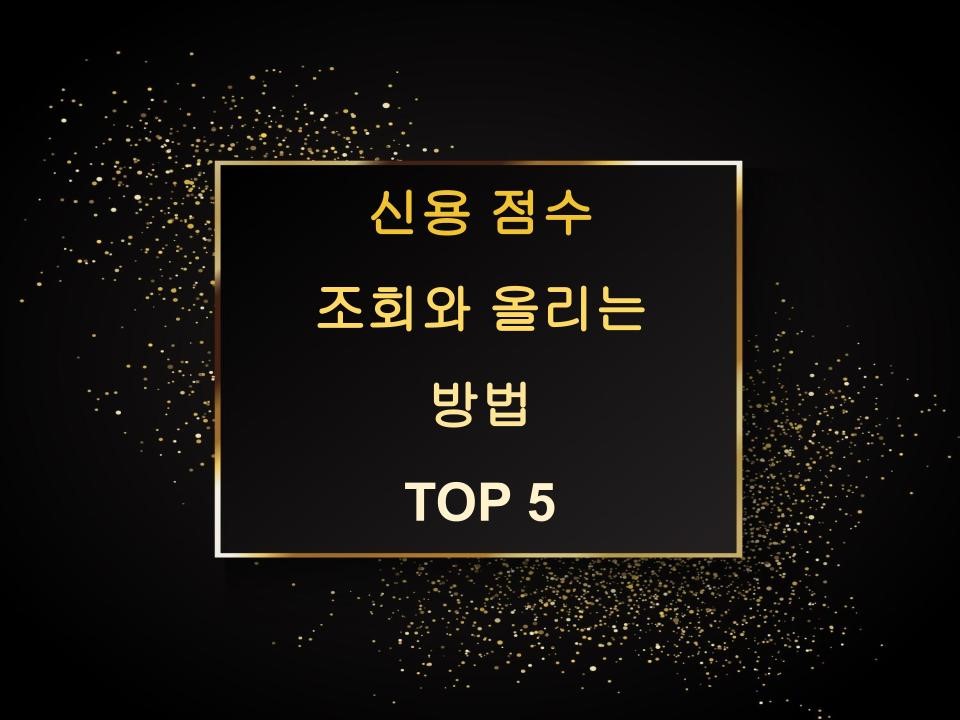 신용 점수 조회와 올리는 방법 TOP 5