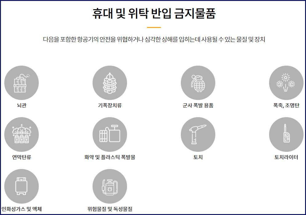 휴대 및 위탁 반입 금지물품