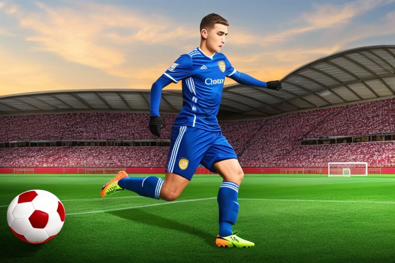 Stable Diffusion - photo of Soccer player, playground, stadium, lots of viewer