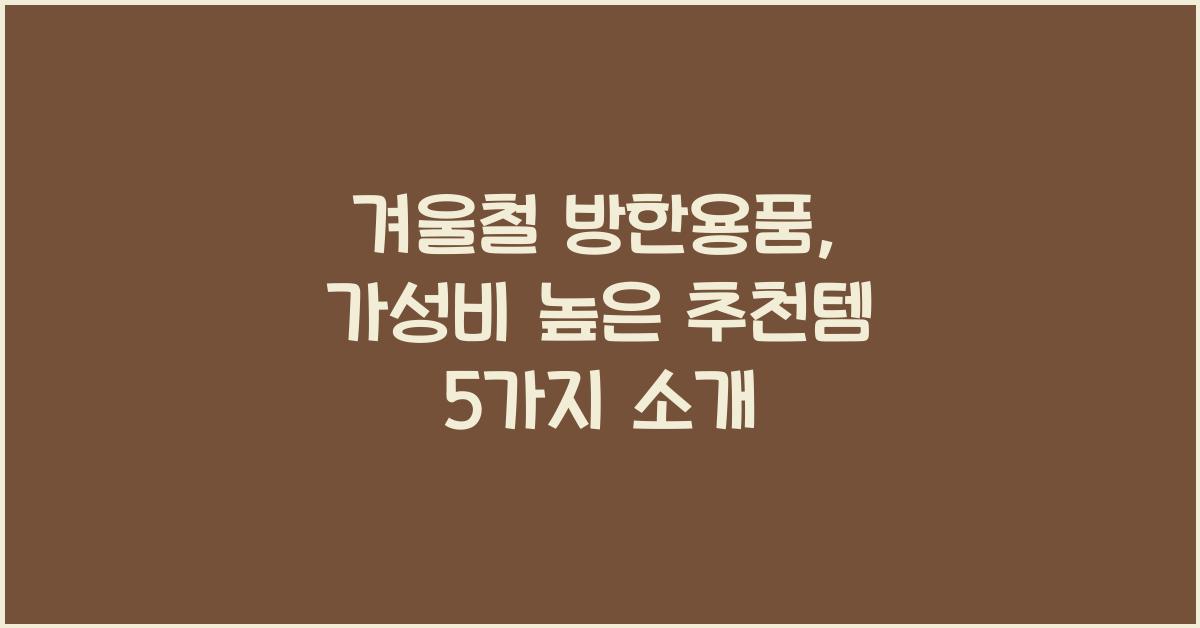겨울철 방한용품, 가성비 높은 추천