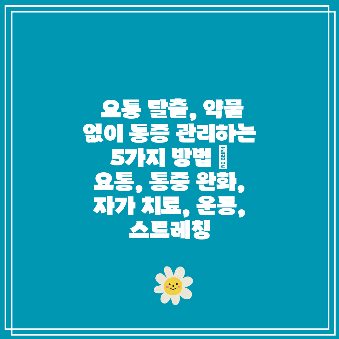  요통 탈출, 약물 없이 통증 관리하는 5가지 방법  