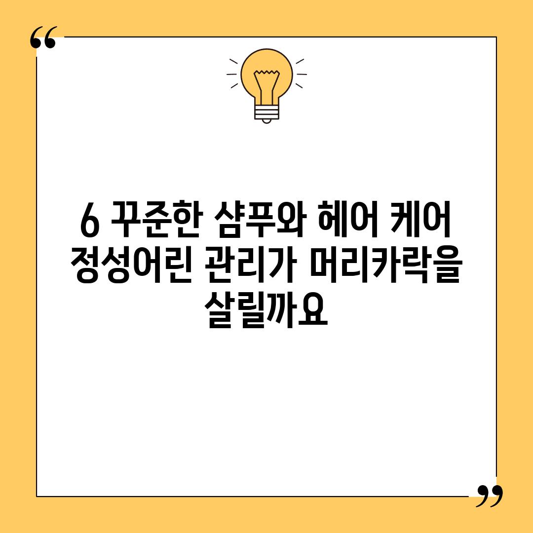 6. 꾸준한 샴푸와 헤어 케어:  정성어린 관리가 머리카락을 살릴까요?