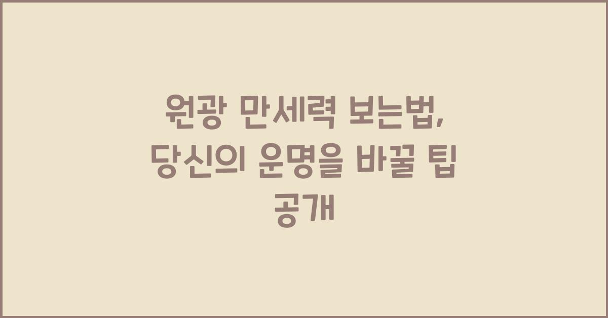 원광 만세력 보는법