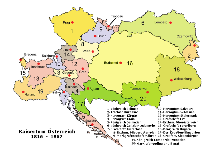 오스트리아-헝가리 제국 제후국 지도