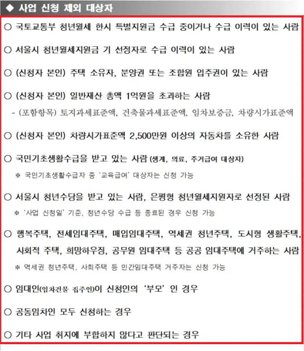 국민기초생활수급을 받고 있는 사람&#44; 행복주택 및 전세임대주택에 거주하는 사람&#44; 임대인이 신청인의 부모인 경우