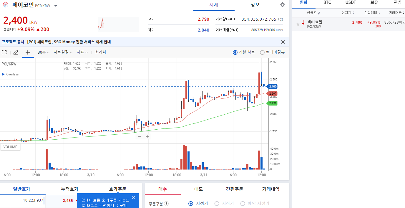 페이코인시세