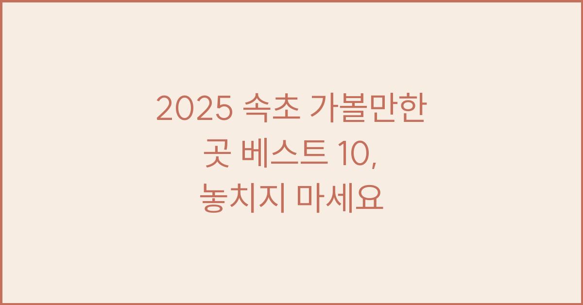 2025 속초 가볼만한 곳 베스트 10