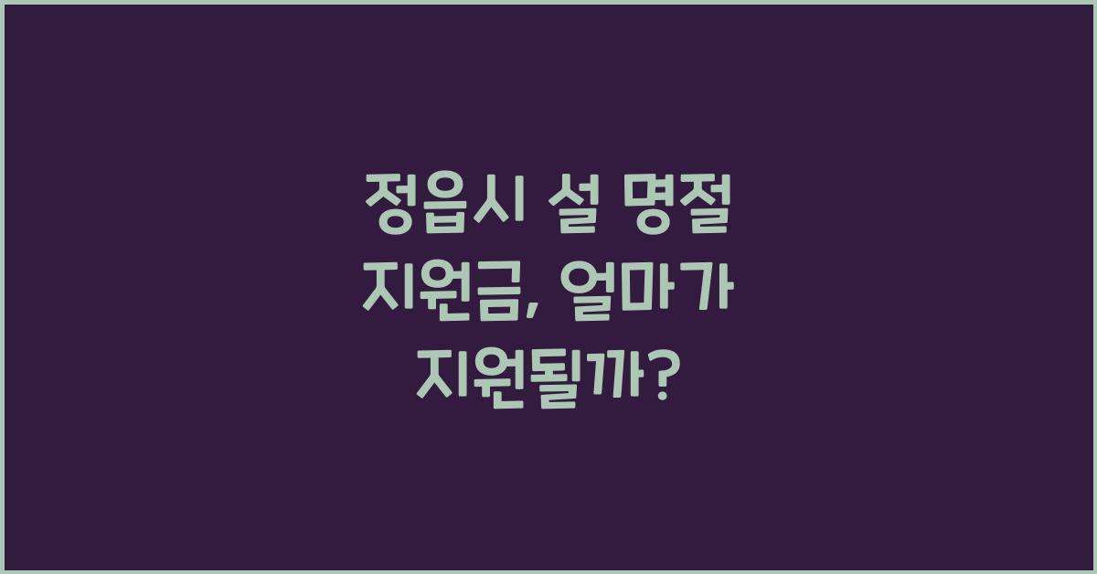 정읍시 설 명절 지원금