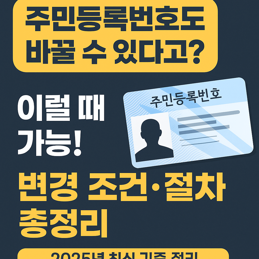 &lt;p style=&quot;display:none;&quot;&gt;
주민등록번호도 바꿀 수 있다고? 
이럴 때만 가능! 변경 조건·절차 총정리 
2025년 최신 기준 정리
&lt;/p&gt;