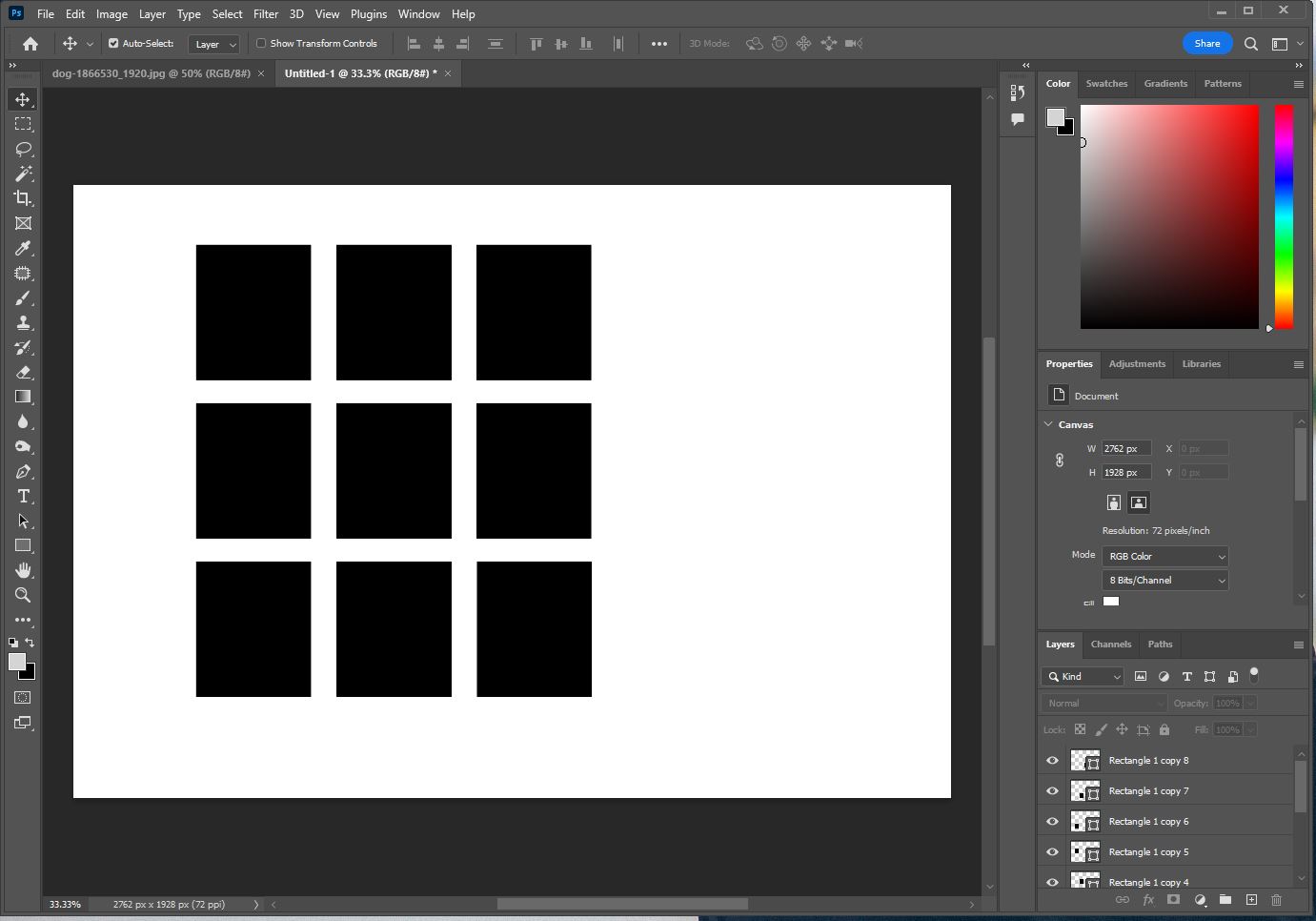 Rectangle Tool로 창문 만든 사진