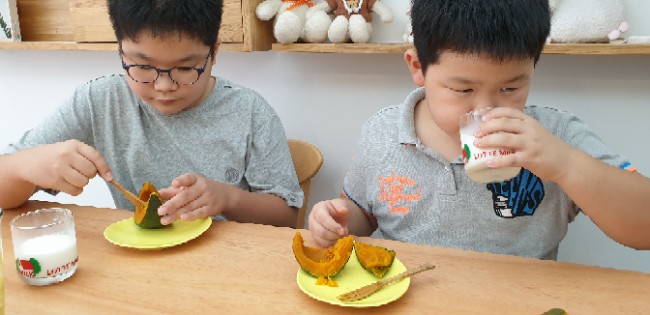 호박찜기 전자레인지로 찌는 보관법 손질법 어린이 키토 간식 3