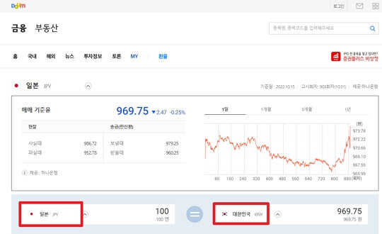 다음금융-엔화환율-사진
