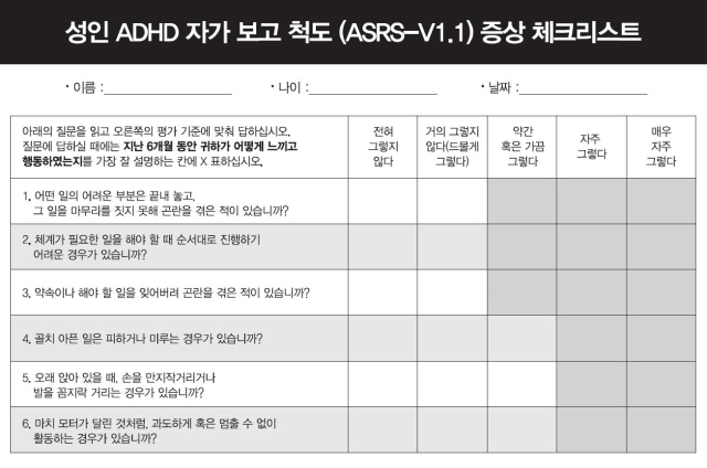ADHD&nbsp : 자가 체크리스트