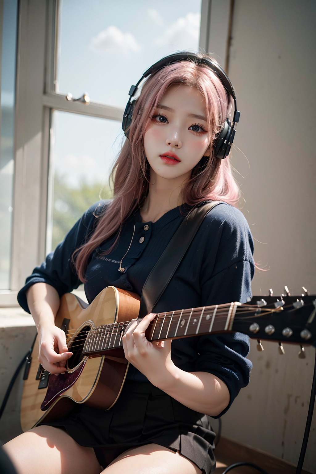  AI로 생성한 기타치는 소녀 이미지 생성하기 만들기