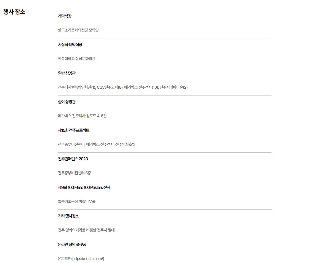 제24회 전주국제영화제 - 행사장소
