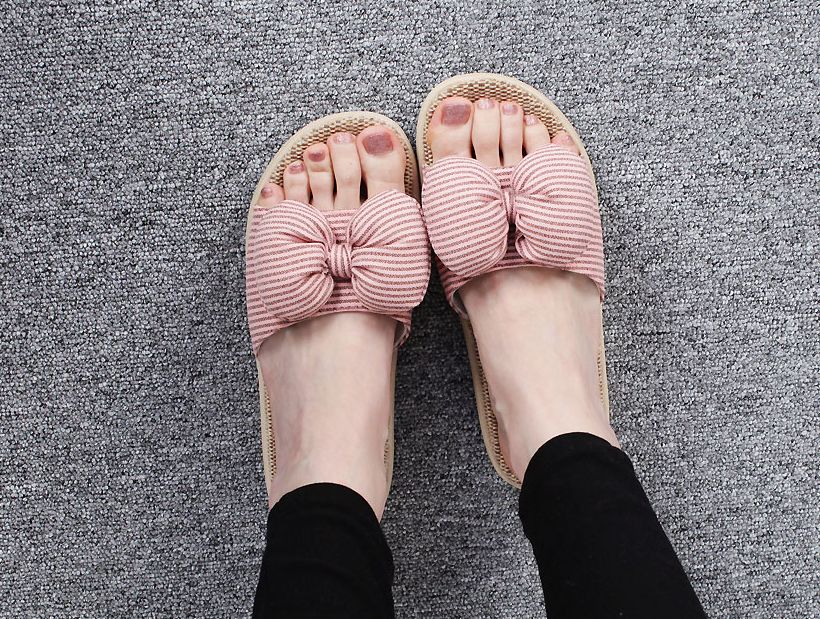  스트라이프 볼륨리본 2.5cm 슬리퍼