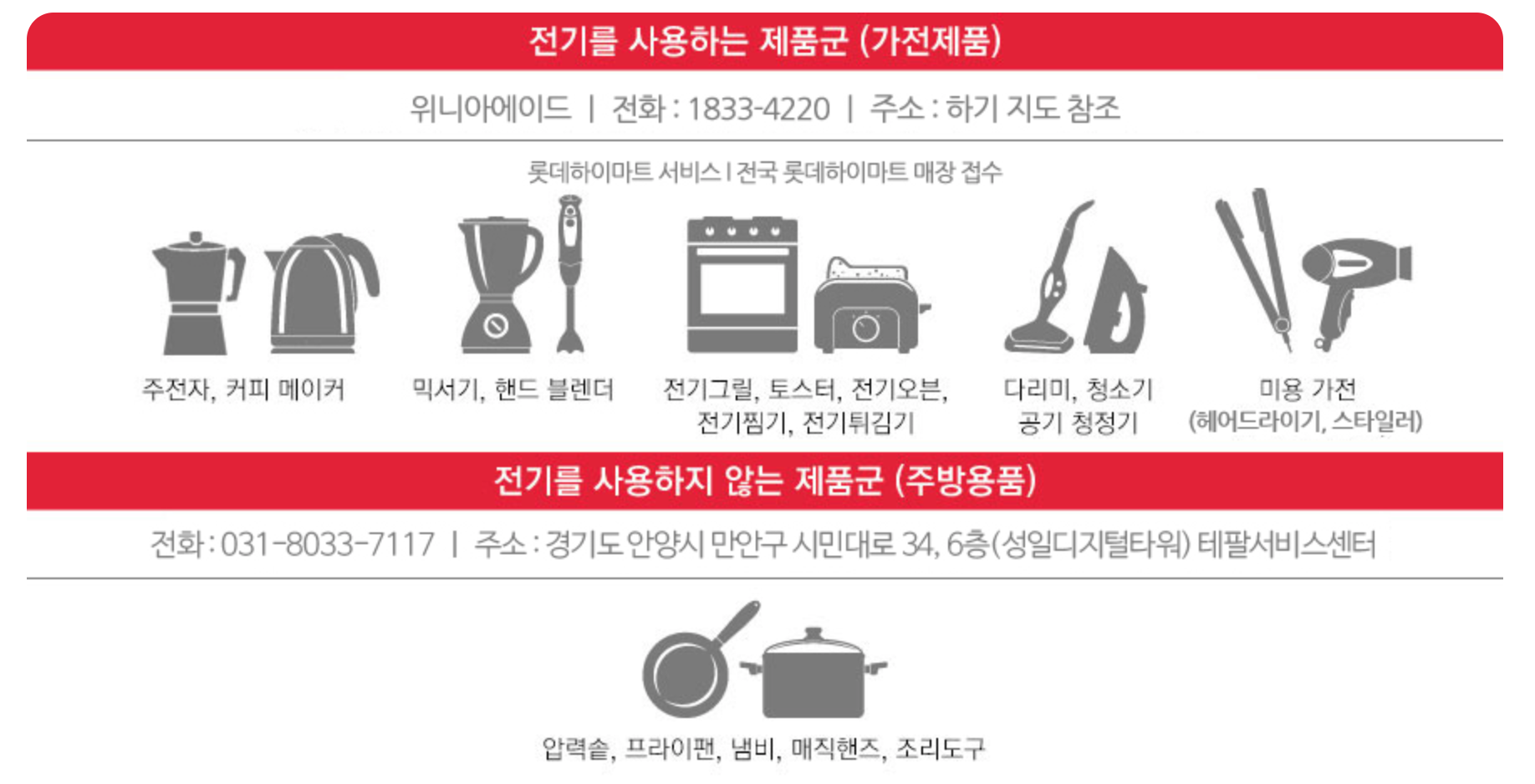 테팔 고객센터, 테팔 AS센터 - 테팔 홈페이지 출처