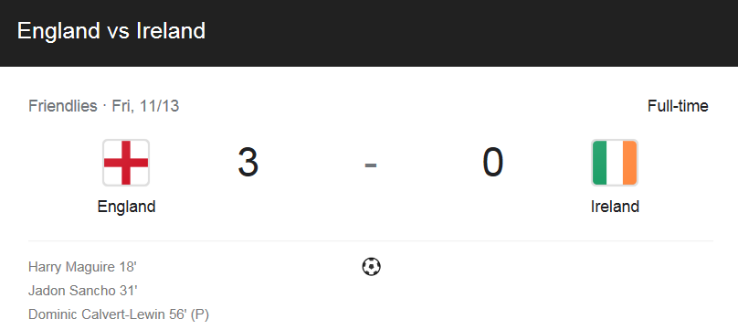  친선 경기 / 2020년 11월 13일 경기 - 잉글랜드(3) VS 아일랜드(0) 축구 하이라이트