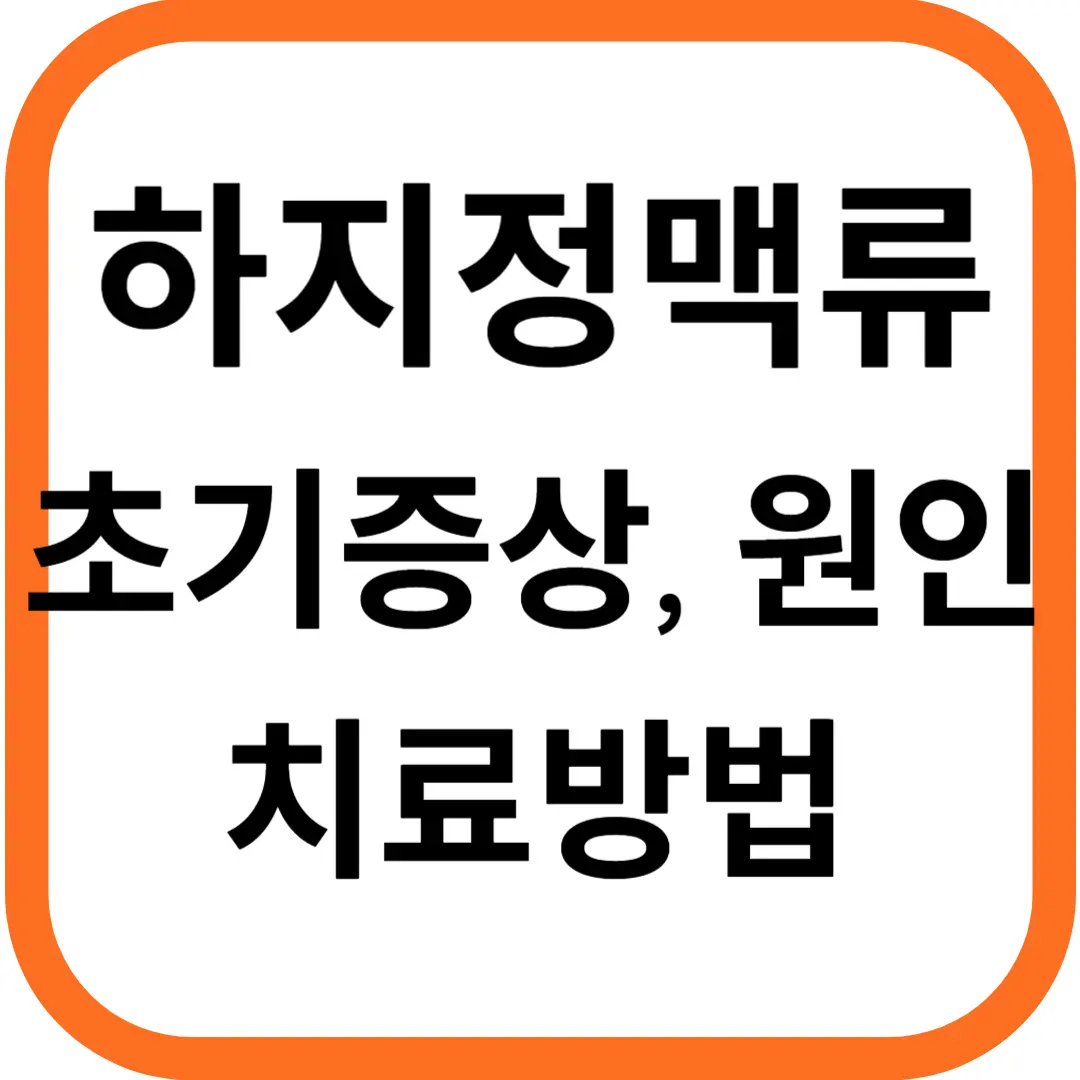 하지정맥류 초기 증상과 원인 치료방법