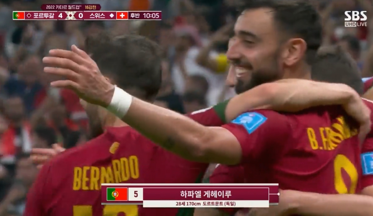 스위스를-6대1로-대파하며-카타르월드컵-8강진출을-기뻐하는-포르투갈-선수들