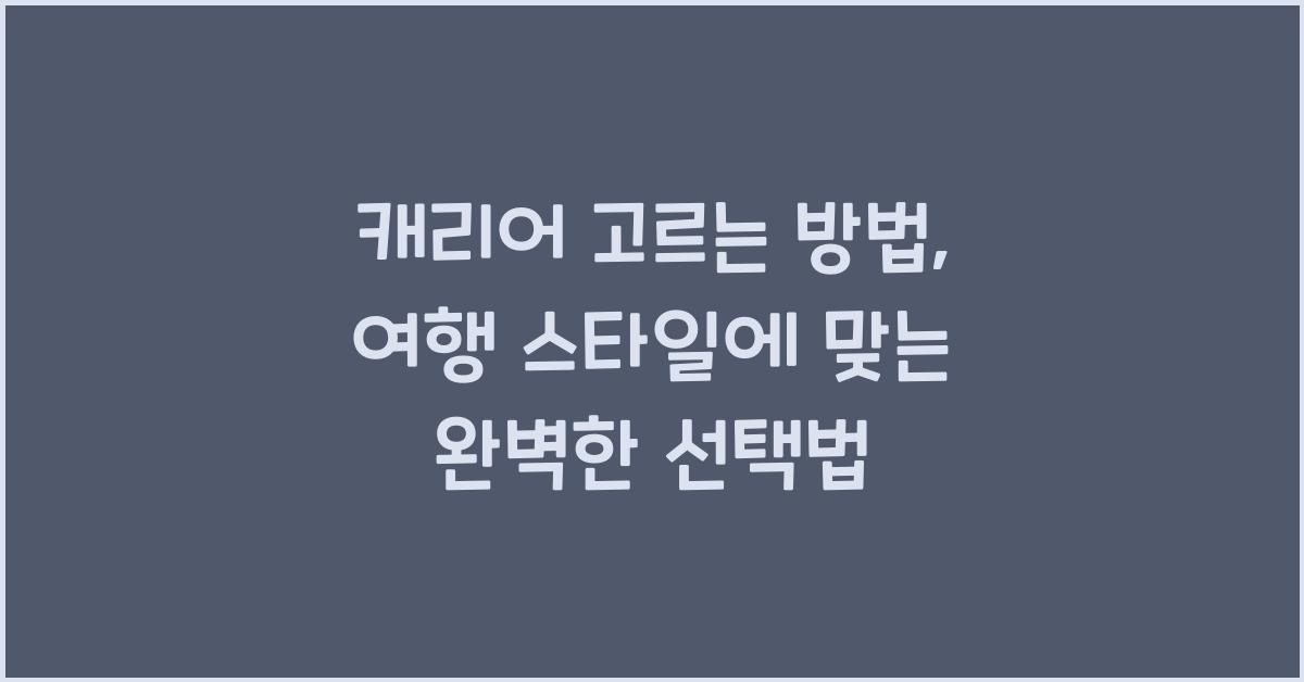 캐리어 고르는 방법