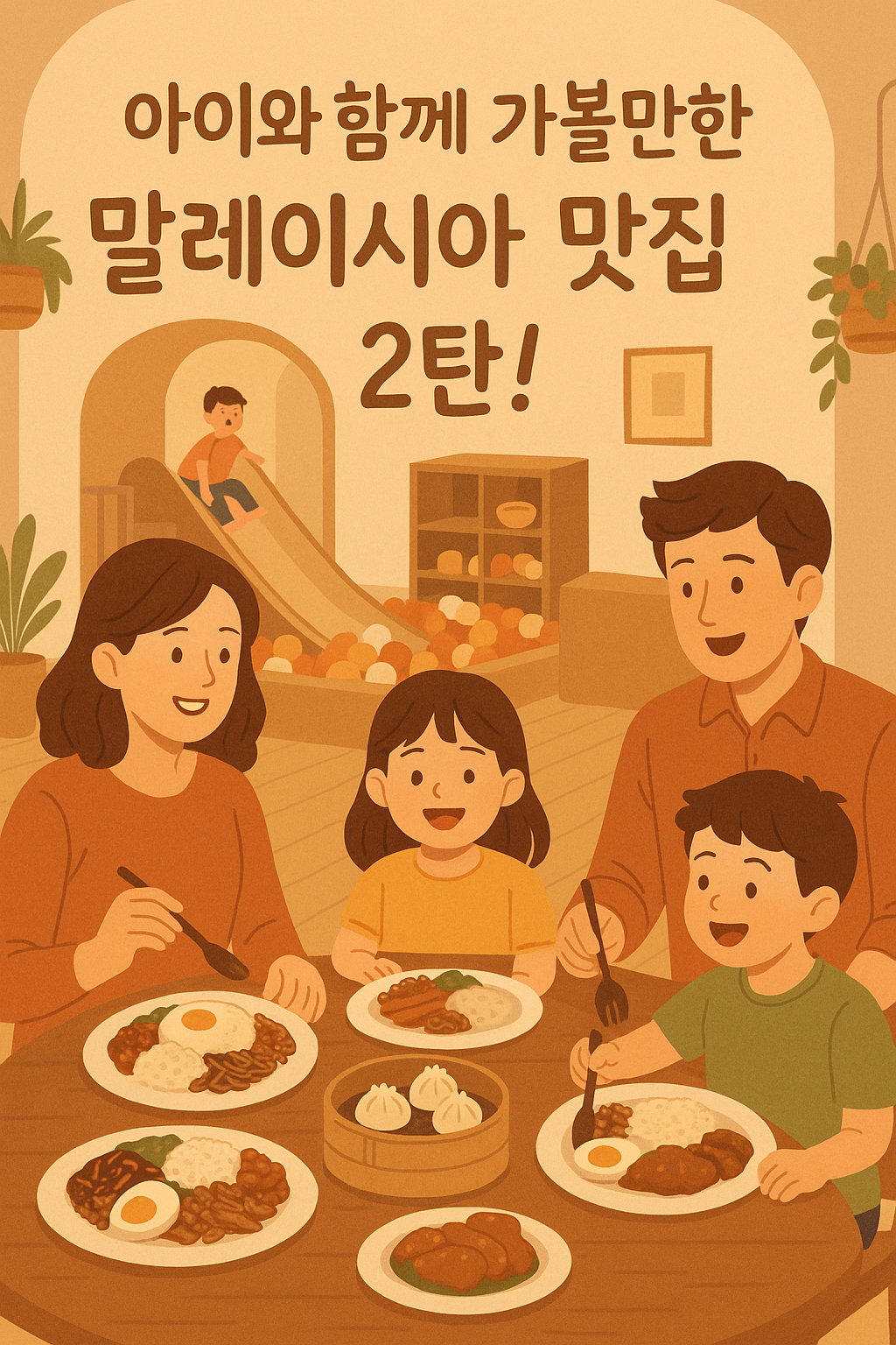 말레이시아 아이와 함께 식당