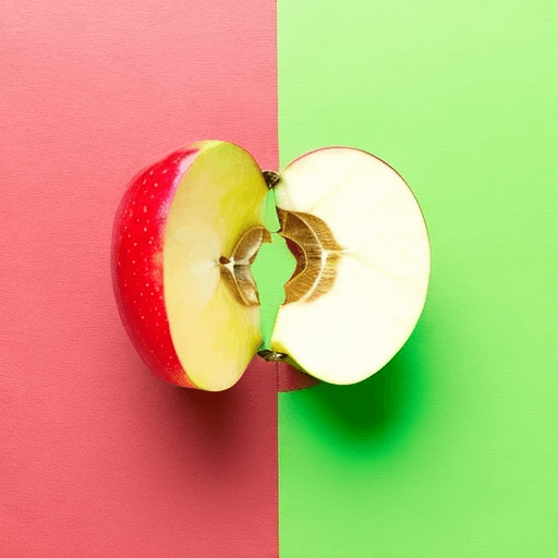 사과가 쪼개지며 기업 분할을 의미하고 있다