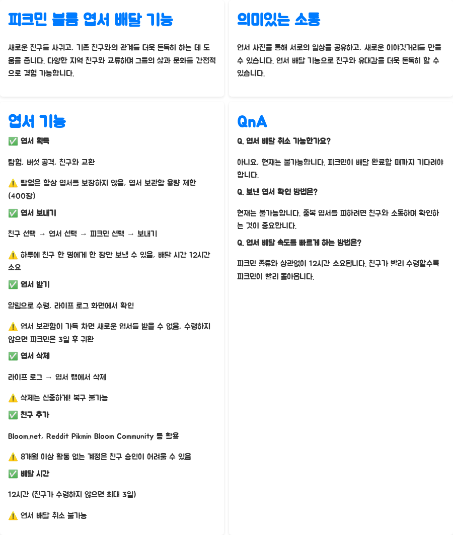 피크민 블룸 엽서 배달? 숨겨진 재미와 꿀팁 대공개! - 엽서 배달 관련 꿀팁 대방출! 피크민 블룸 엽서 배달? 숨겨진 재미와 꿀팁 대공개! - 엽서 배달 관련 꿀팁 대방출!